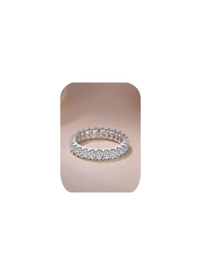 ZDIFDIC 3mm Eternity Band for Women 925 Sterling Silver Wedding Thin Band Shiny Full Simulated Diamond Round CZ Cubic Zirconia Stackable Statement Engagement Promise Anniversary Ring Size 7 - Image 1